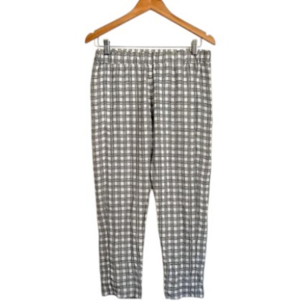 Theory silk plaid elastic waist pants size S